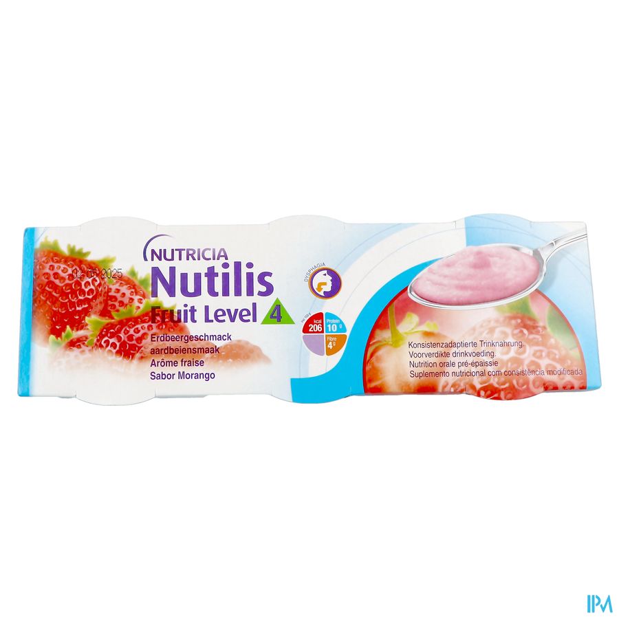 Nutilis Fruit Stage 3 Goût Fraise Alimentation médicale orale pré-épaissie Pots 3x150g