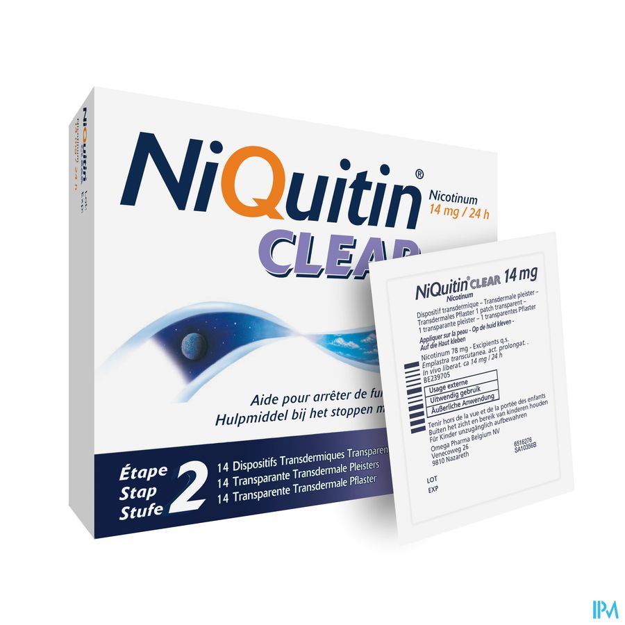Niquitin® Clear Patch 14 Mg 14 P. – Arrêter De Fumer – 24H Sans Besoin