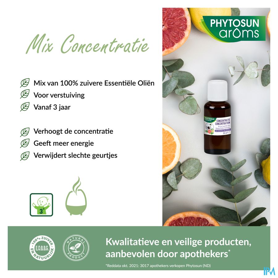 Phytosun® Mélange D’Huiles Essentielles – Concentration – 30 ml – Plus D’Énergie