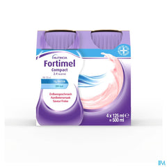Fortimel Compact 2.4kcal Arôme Fraise Complément Nutritionnel Dénutrition Bouteilles 4x125ml
