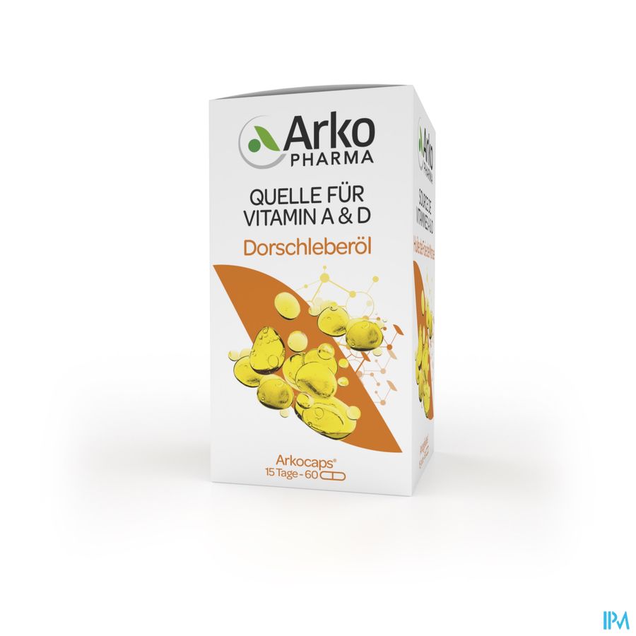 Arkopharma Arkogélules Huile De Foie De Morue Source de vitamine A & vitamine D 60 Gélules