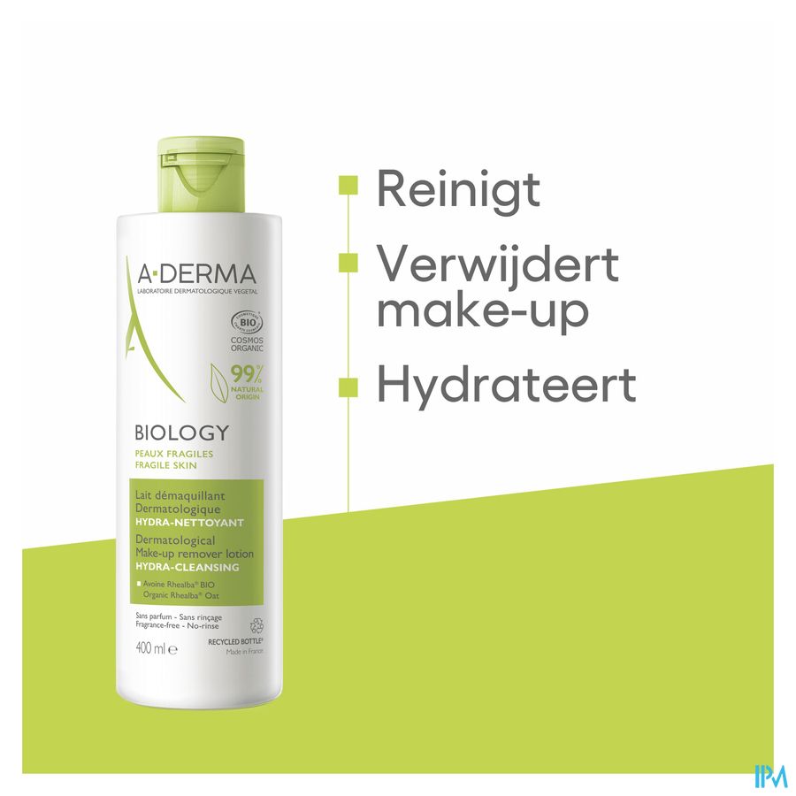 A-DERMA - BIOLOGY LAIT DÉMAQUILLANT DERMATOLOGIQUE HYDRA-NETTOYANT - Lait Démaquillant hydratant - BIOLOGY