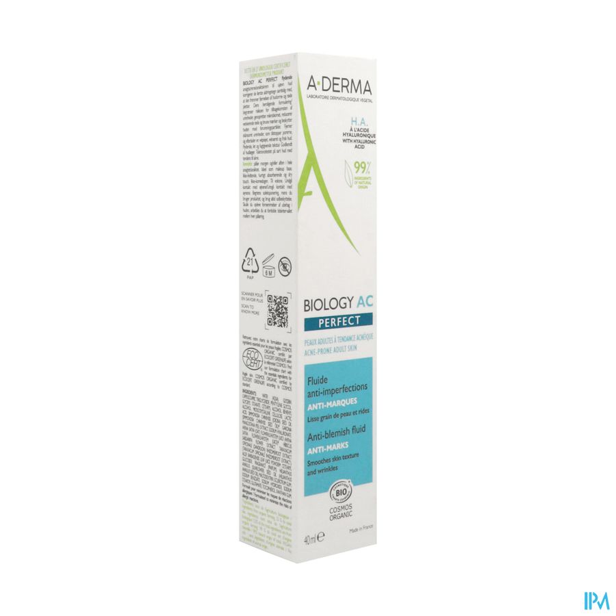 A-DERMA BIOLOGY AC PERFECT Fluide Anti-Imperfections  - Peaux adultes grasses à imperfections et à tendance acnéique