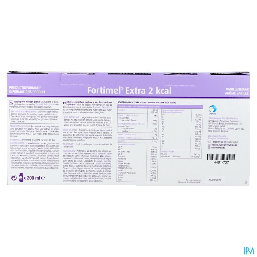 Fortimel Extra Vanille 2kcal Complément Nutritionnel Dénutrition Promopack 4+1 5x200ml