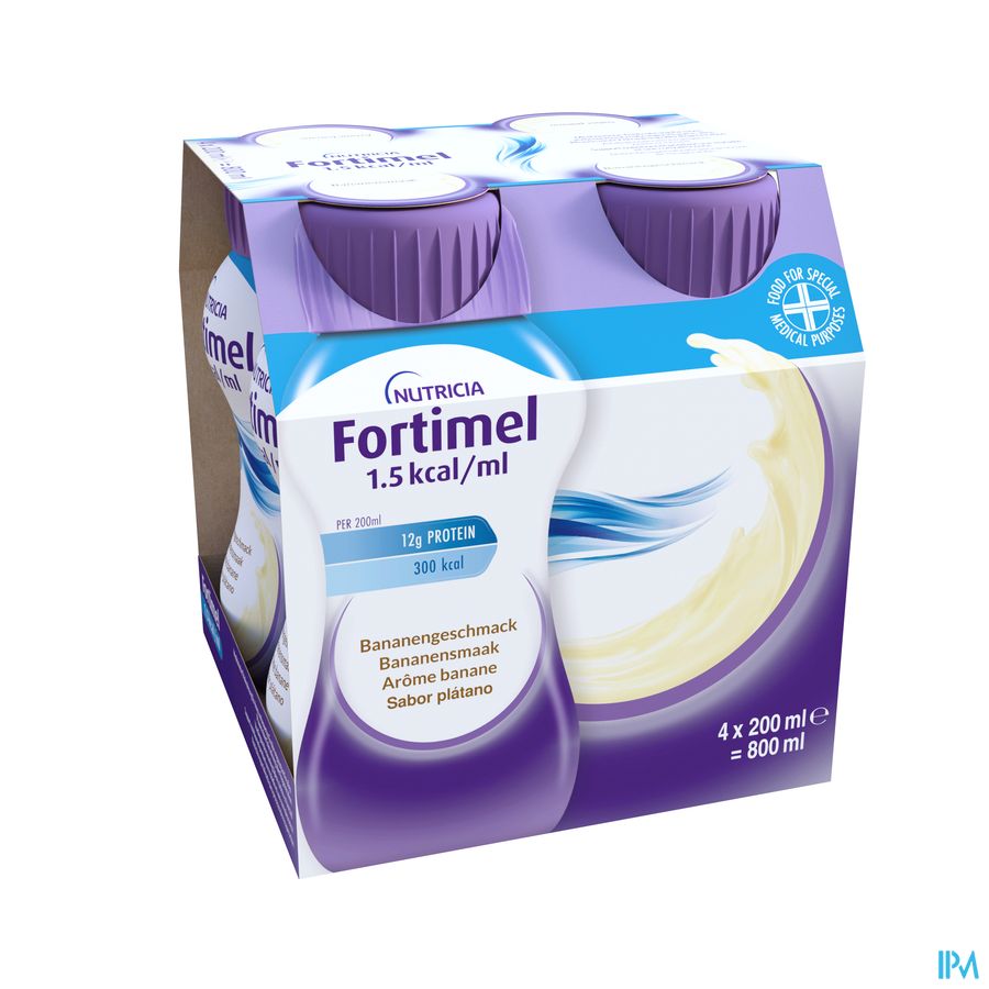 Fortimel 1.5kcal Arôme Banane Complément Nutritionnel Dénutrition Bouteilles 4x200ml