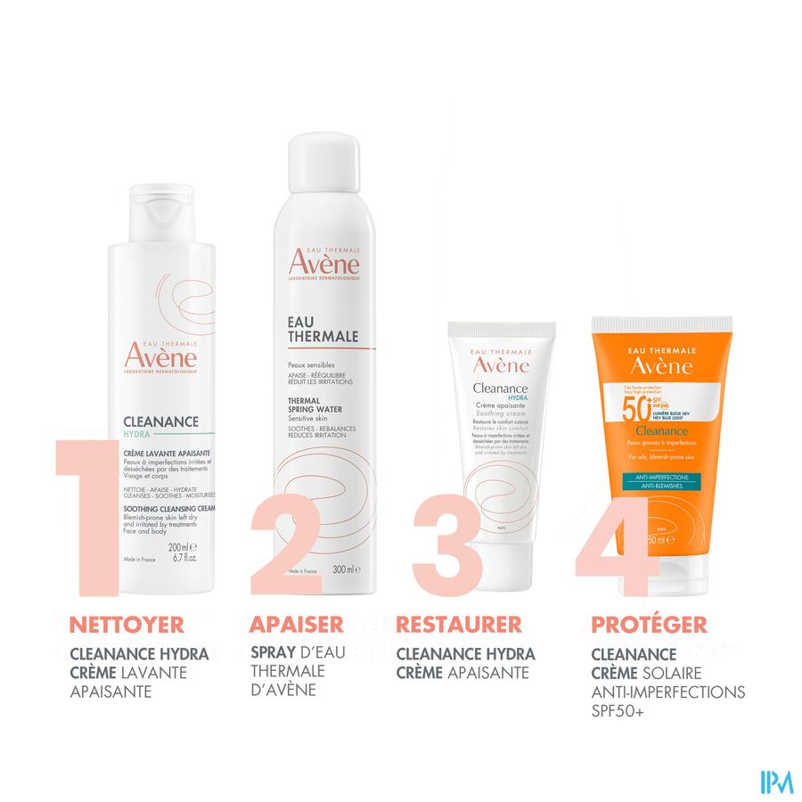 Eau Thermale Avène CLEANANCE HYDRA Crème lavante apaisante - Peaux à imperfections irritées et desséchées par des traitements - Visage et Corps