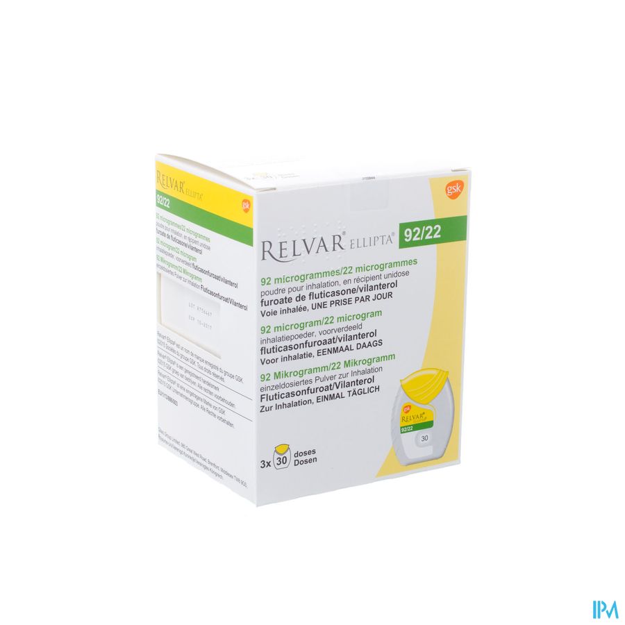 Relvar Ellipta 92/22mcg Pulv Inhal Multidose 3x30