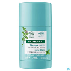 Klorane - Masque en stick Purifiant à la Menthe BIO et argile soin anti-imperfections peaux grasses à tendance acnéique