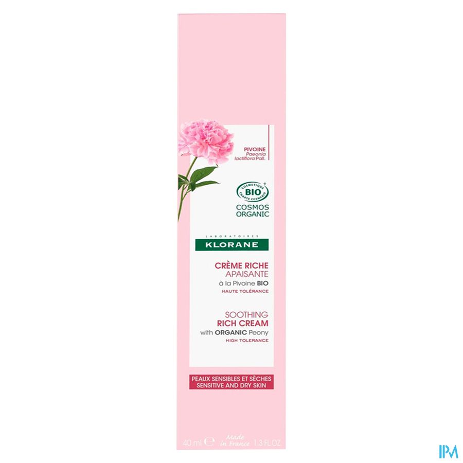 Klorane — Crème Riche Apaisante à la Pivoine BIO — Peaux sensibles et sèches