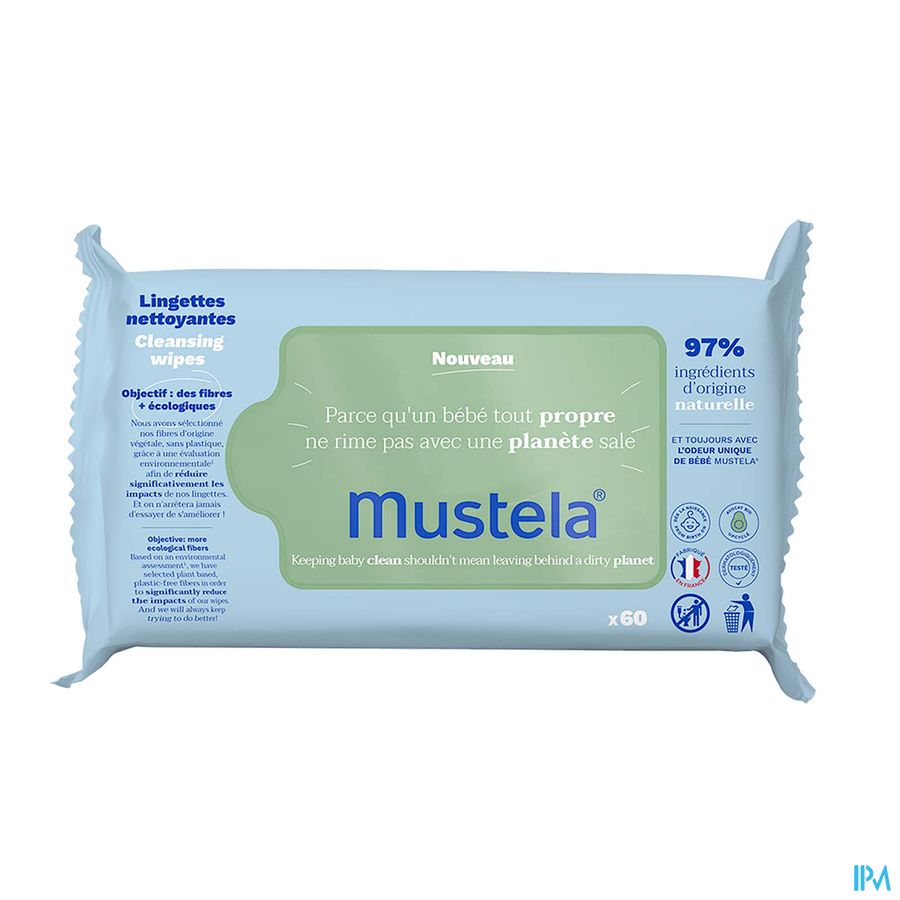 Mustela lingettes nettoyantes à l'avocat Bio 60 pcs