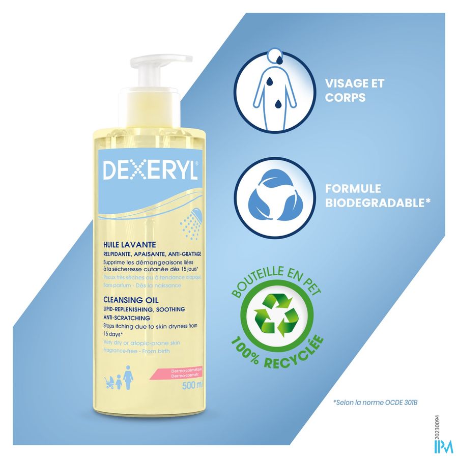 DEXERYL HUILE LAVANTE 500ML Hygiène peau sèche et à tendance atopique