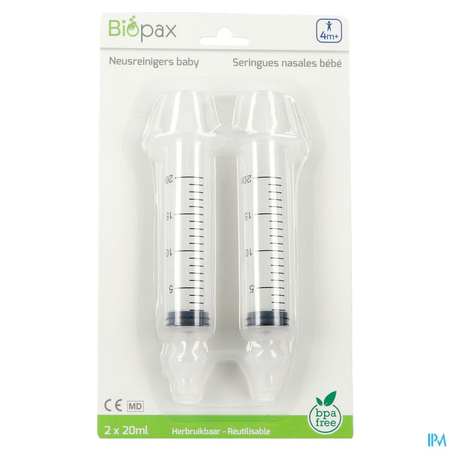 Biopax Seringue Nasale Bebe 4m+ 2x20ml + 2 Embouts