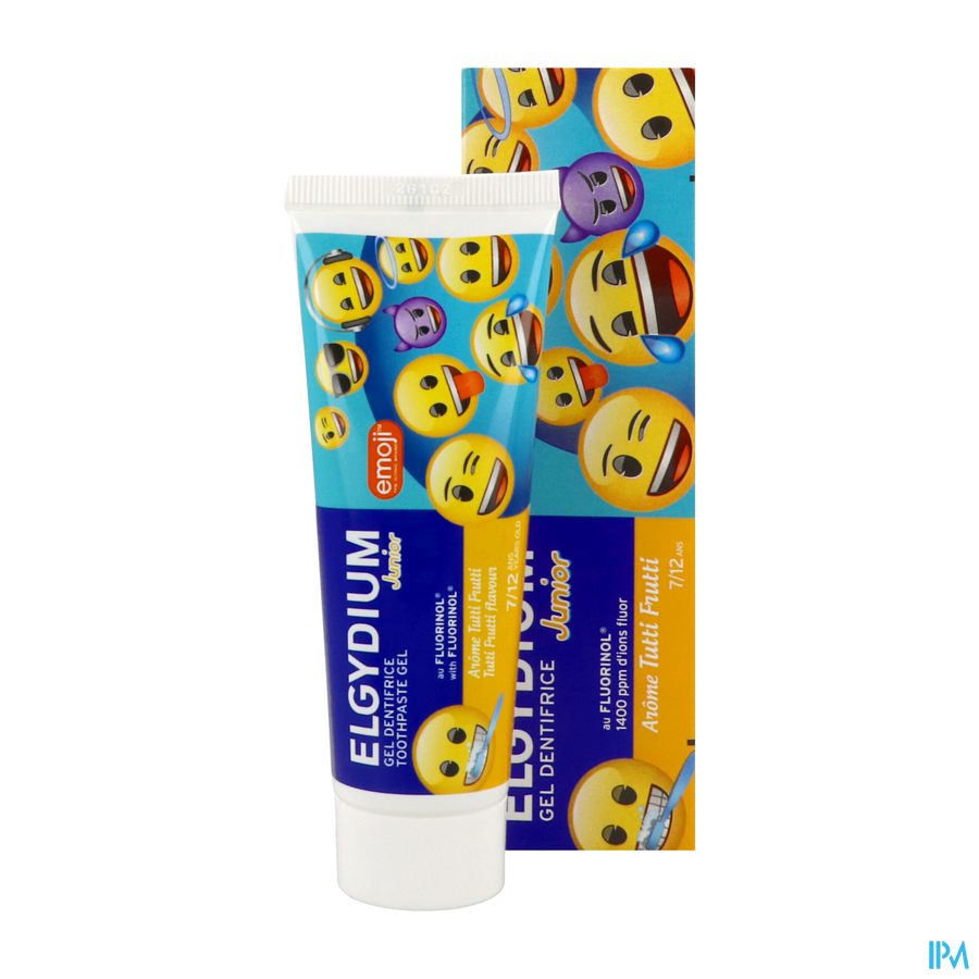 ELGYDIUM Junior EMOJI arôme Tutti Frutti Dentifrice 7 à 12 ans – Dentifrice enfant