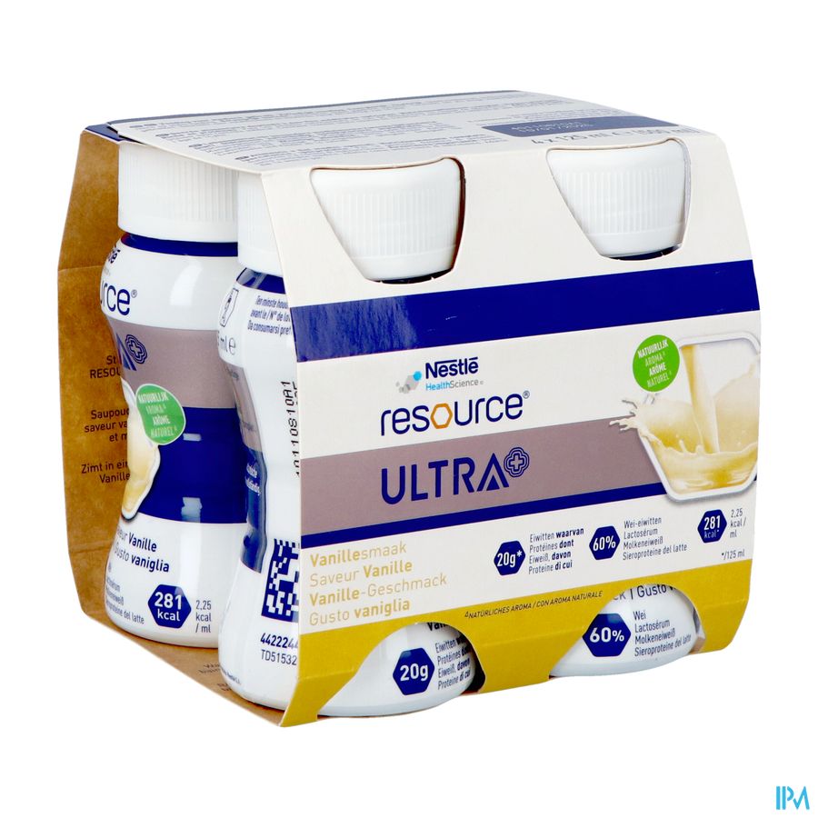 Resource Ultra+ Saveur Vanille 4x125ml Nf