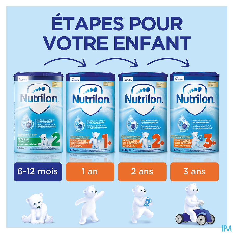 Nutrilon 3+ | Lait De Croissance Enfant dès 3 ans  | Lait en Poudre pour Biberon | Boite 800g
