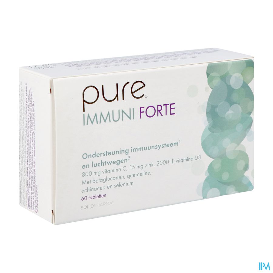 Pure Immuni Forte. Adultes. Vitamine C, D, Zinc, Selenium. Immunité. 60 comprimés.