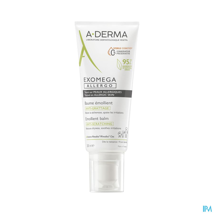 A-DERMA — EXOMEGA ALLERGO - BAUME ÉMOLLIENT COSMETIQUE STERILE -  Peaux allergiques anti-grattage démangeaisons