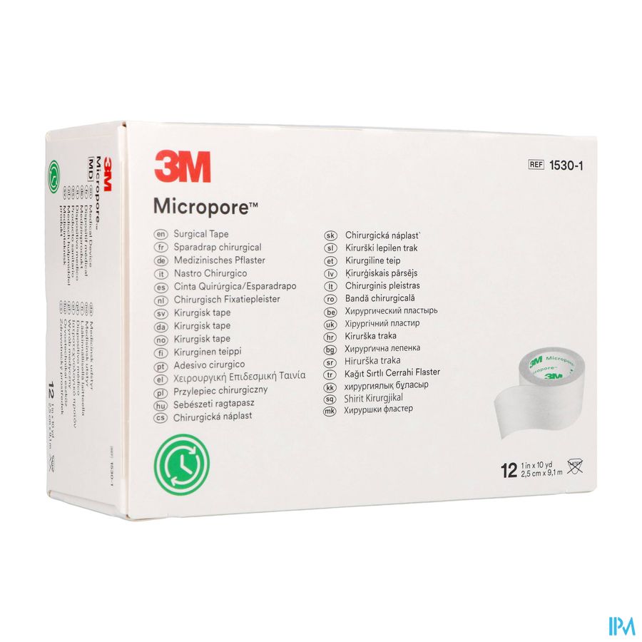 Micropore 3m Sparadrap 25mmx9,14m Rouleau 12 1530