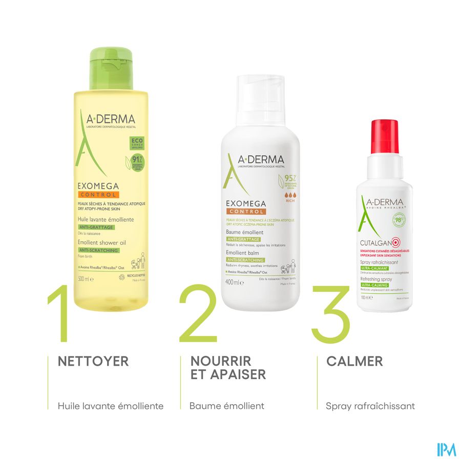 A-Derma Exomega Control Baume emollient Anti-grattage peau à tendance atopique 400ml