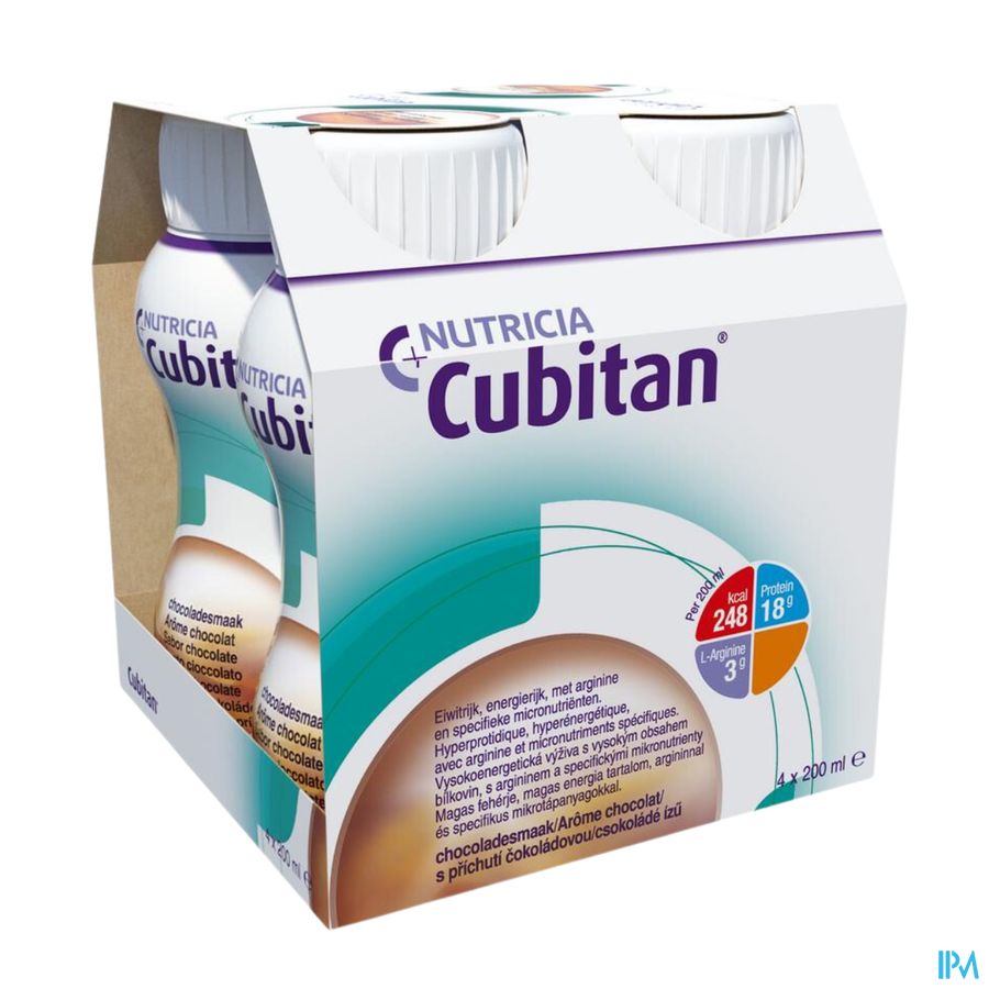 Cubitan Goût Chocolat Bouteilles 4x200ml