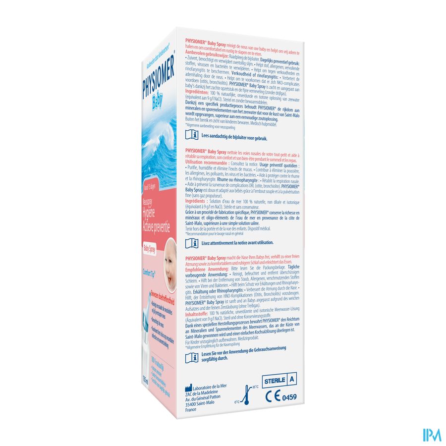 Physiomer® Baby Spray Nasal Isotonique 135ml - Prévention Ou En Cas De Rhume
