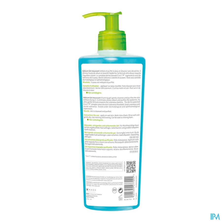 Bioderma Sebium Gel Moussant Pump Bottle 500ml
