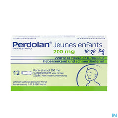 Perdolan® Jeunes enfants, suppositoires avec 200 mg de paracétamol, pour le traitement symptomatique de la fièvre et de la douleur chez les jeunes enfants, 12 suppositoires