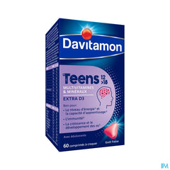 Davitamon® Teens (12>18) Multivitamines 60 Cpr. (Fraise) – Énergie, Résistance