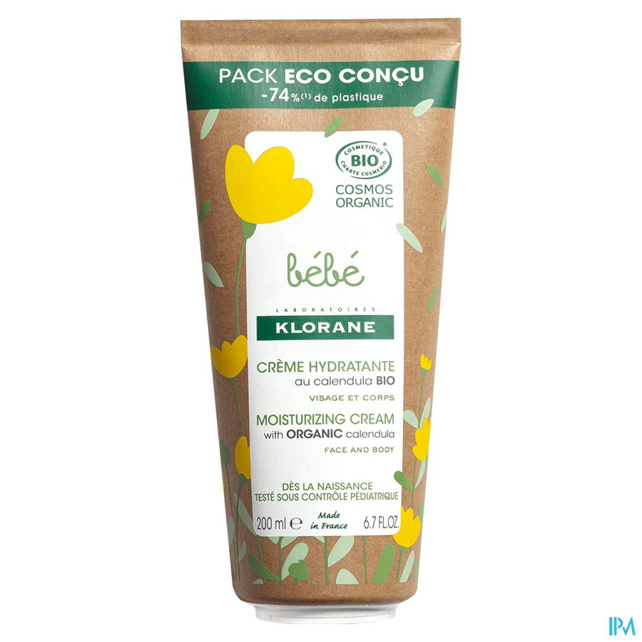 Klorane Crème hydratante certifiée BIO au Calendula - Visage et Corps - Bébé