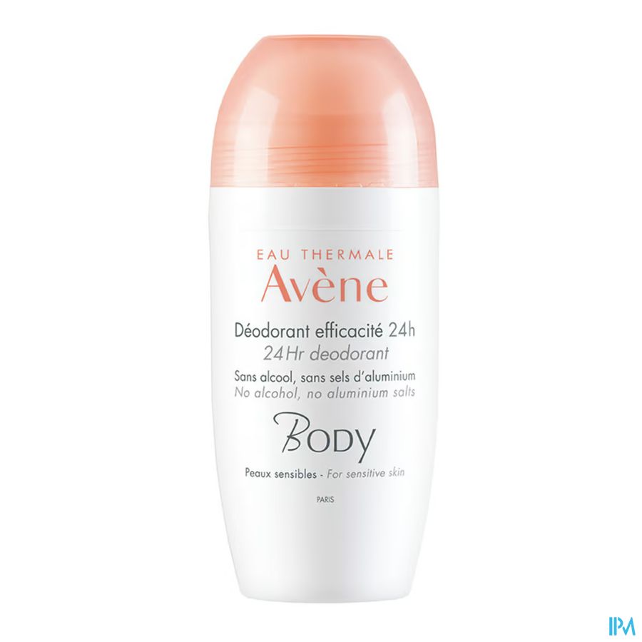 Eau Thermale Avène BODY Déodorant Efficacité 24h Peaux sensibles Roll-On à l'huile de carthame