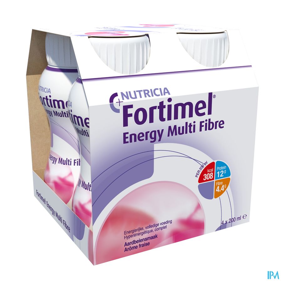 Fortimel Energy Multifibre Goût Fraise Bouteilles 4x200ml