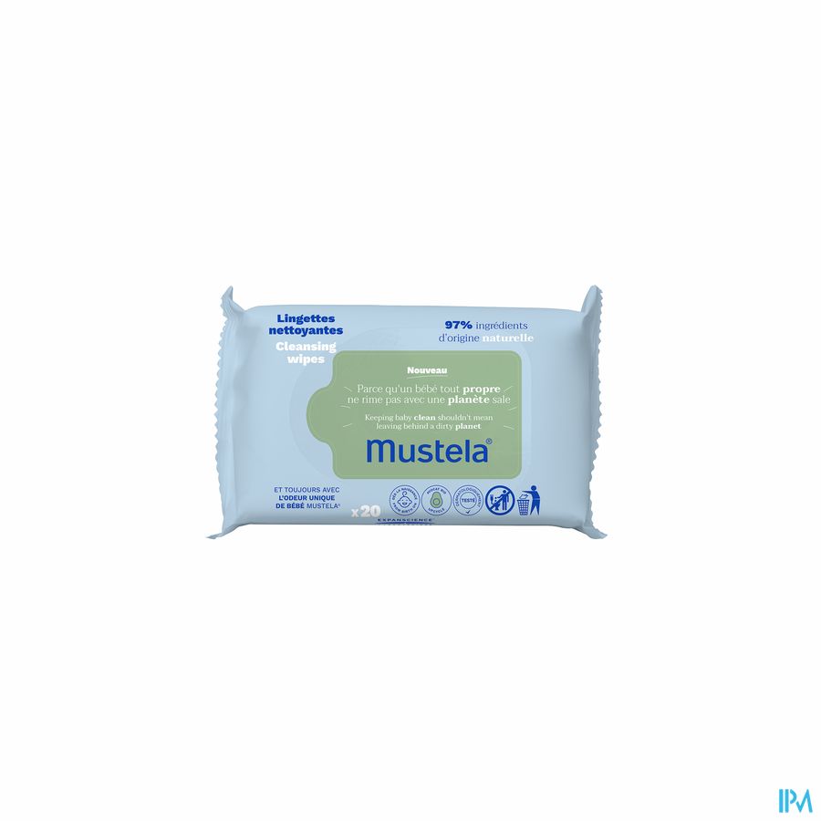 Mustela lingettes nettoyantes à l'avocat bio 20 pcs