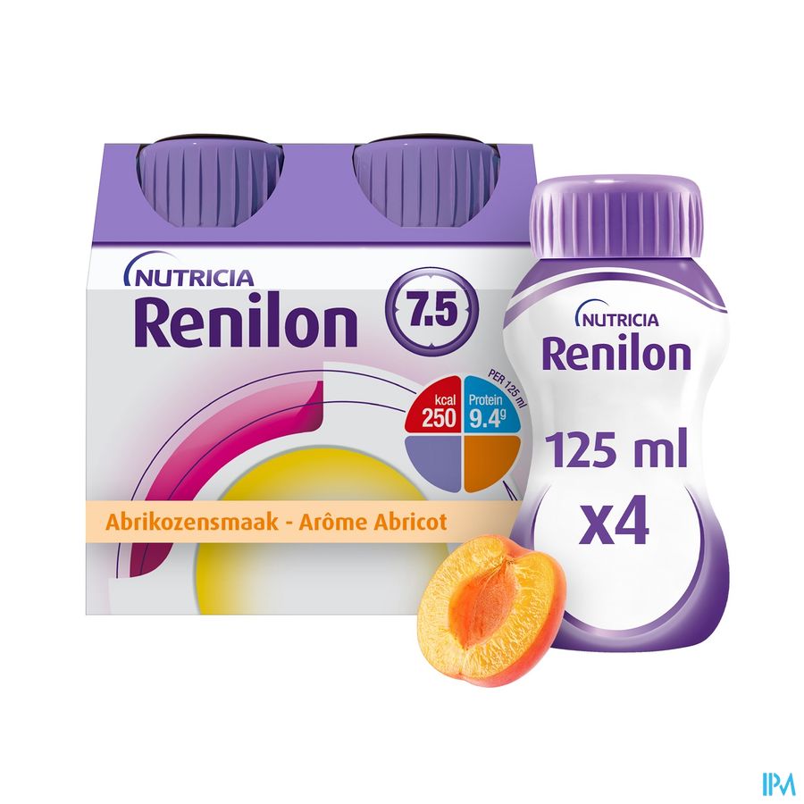 Renilon 7.5 Arôme Abricot Complément Nutritionnel Dénutrition Bouteilles 4x125ml