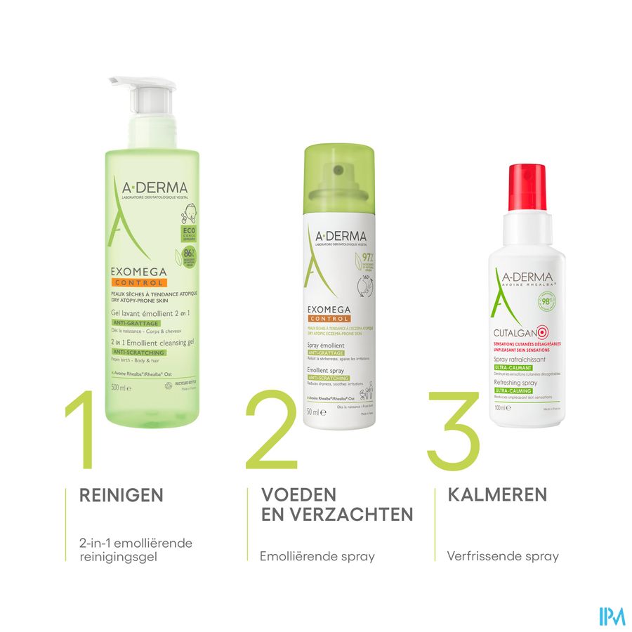 A-DERMA — EXOMEGA CONTROL — SPRAY ÉMOLLIENT anti-grattage - Peaux sèches à tendances atopique