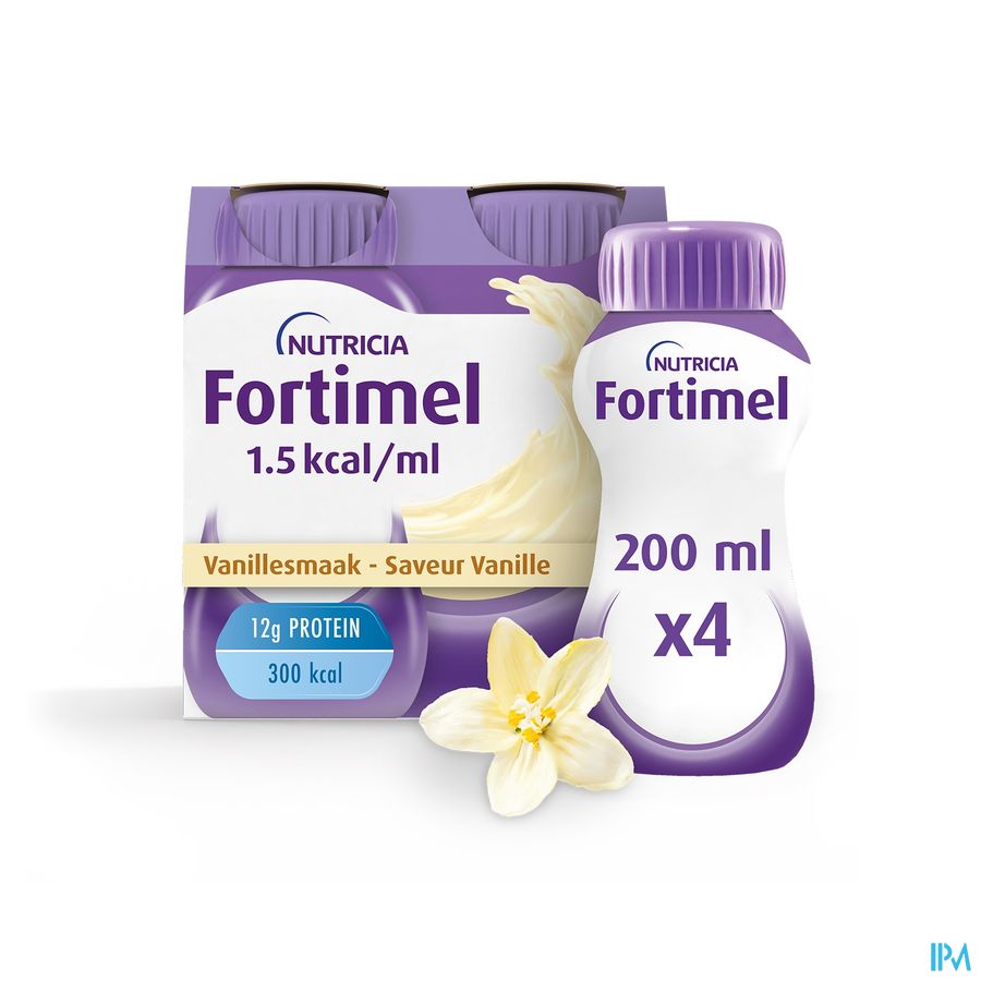 Fortimel 1.5kcal Arôme Vanille Complément Nutritionnel Dénutrition Bouteilles 4x200ml