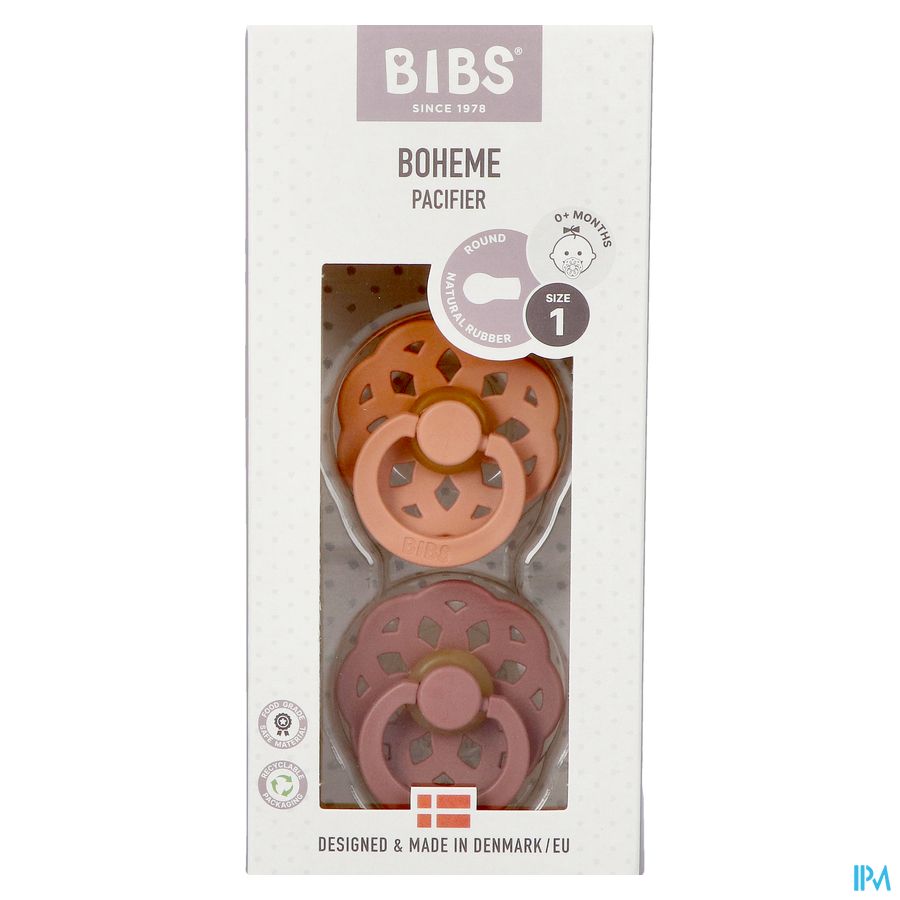 Bibs 1 Sucette Boheme Duo Peach/woodchuck 2