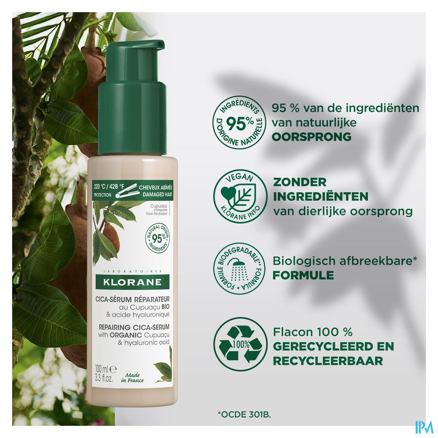 Klorane — Cica-sérum Réparateur au Cupuaçu BIO & acide hyaluronique — Cheveux très secs, abîmés