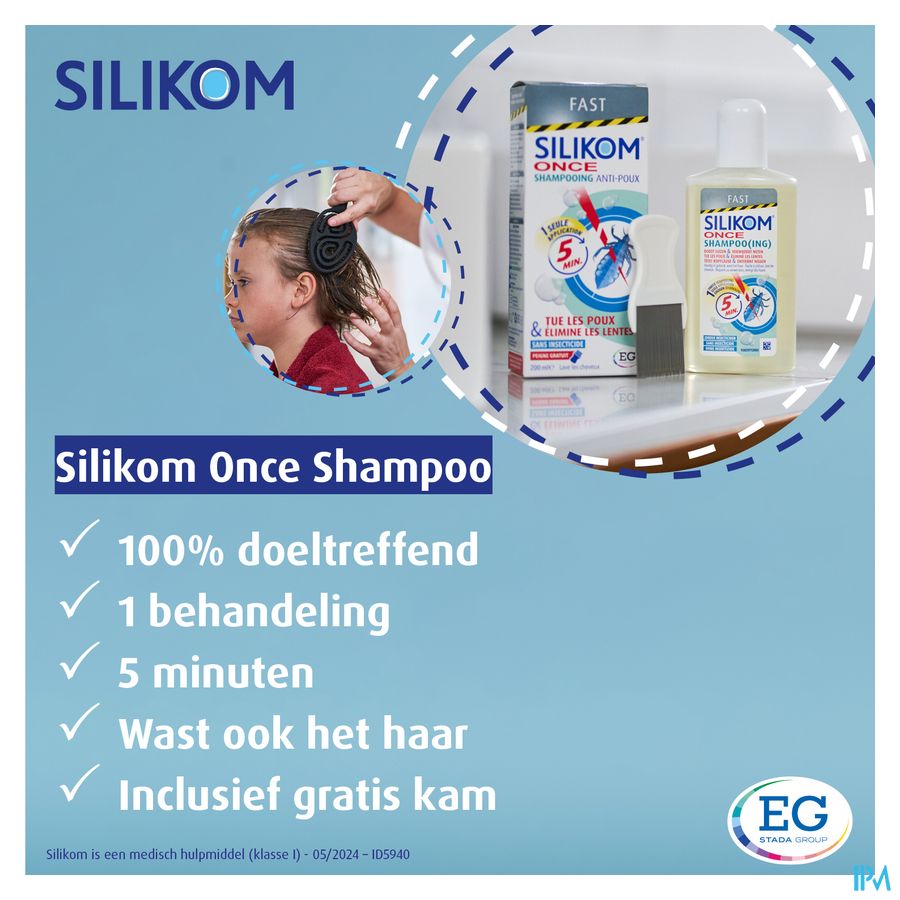 Silikom Once Shampooing Contre poux&lentes 200ml