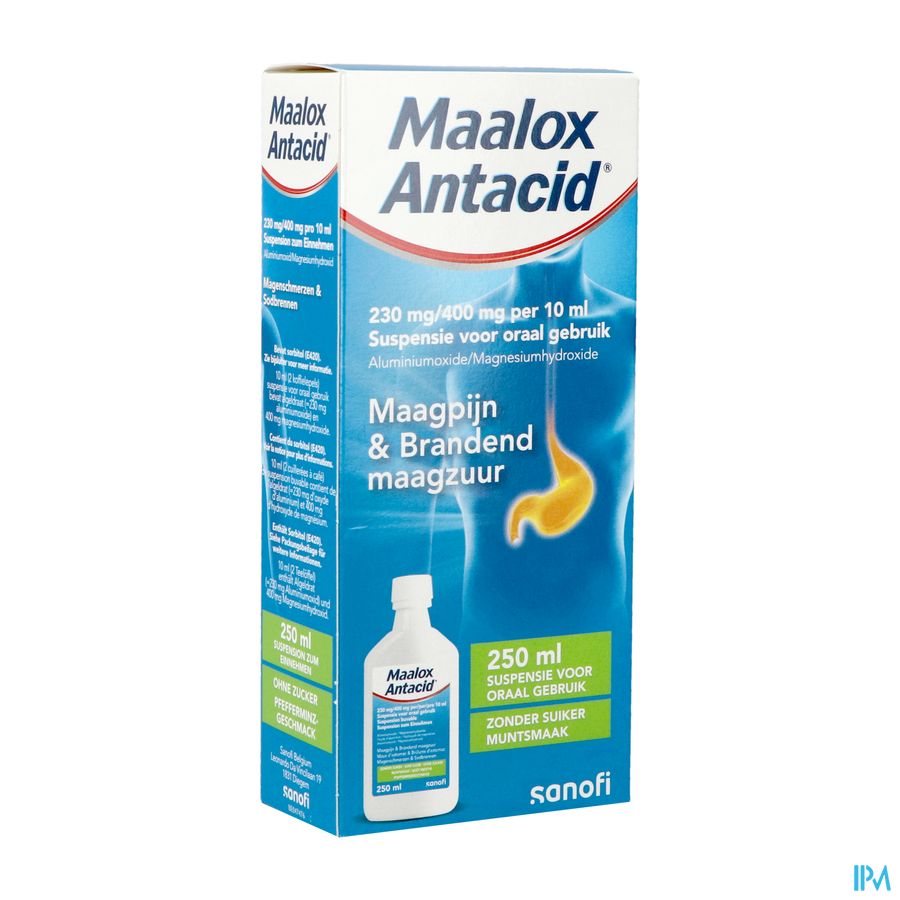 Maalox Antacid 230mg/400mg/10ml Susp Buvable 250ml