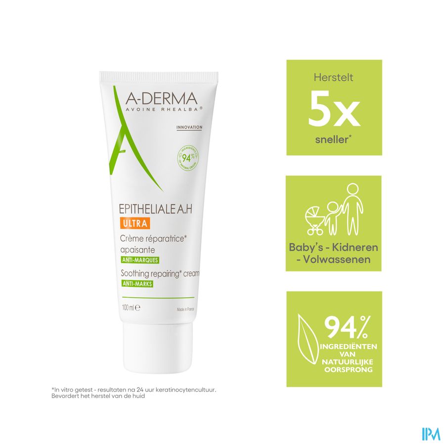 A-DERMA - EPITHELIALE A. H. ULTRA CRÈME RÉPARATRICE APAISANTE - Soin cicatrisant anti-marques, anti-douleur, Post-peeling, post-laser