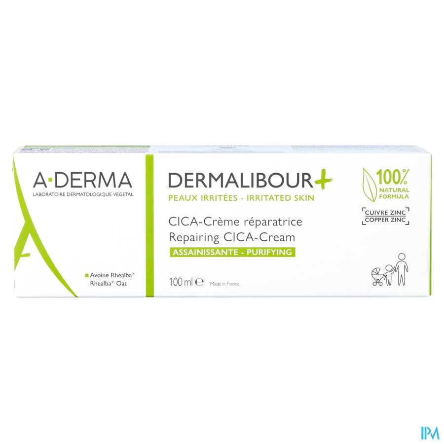A-Derma Dermalibour+ Cica Crème Réparatrice assainissante Peau irritée cicatrices 100ml
