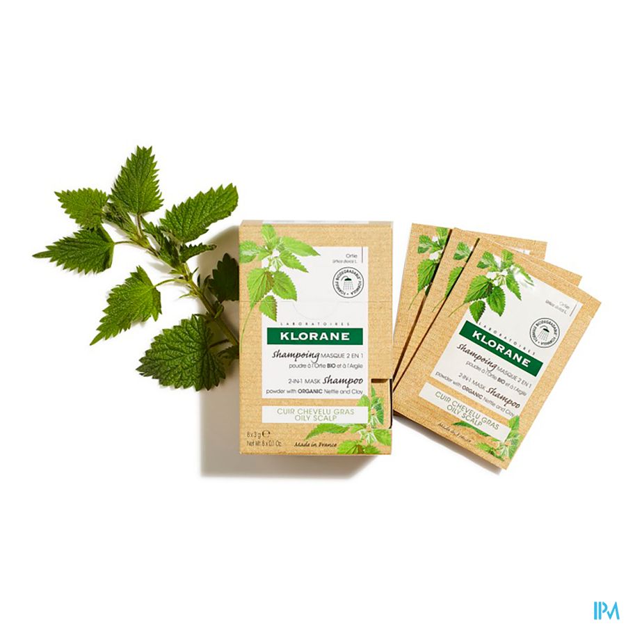 Klorane - Shampoing masque à la poudre d’Ortie BIO – cuir chevelu gras