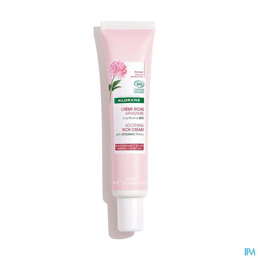 Klorane — Crème Riche Apaisante à la Pivoine BIO — Peaux sensibles et sèches