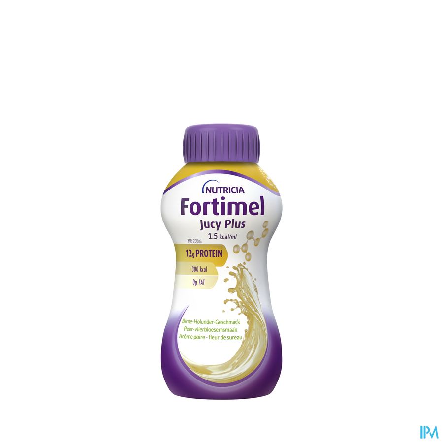 Fortimel Jucy Plus Arôme Poire Fleur Sureau Complément Nutritionnel Dénutrition Bouteilles 4x200ml