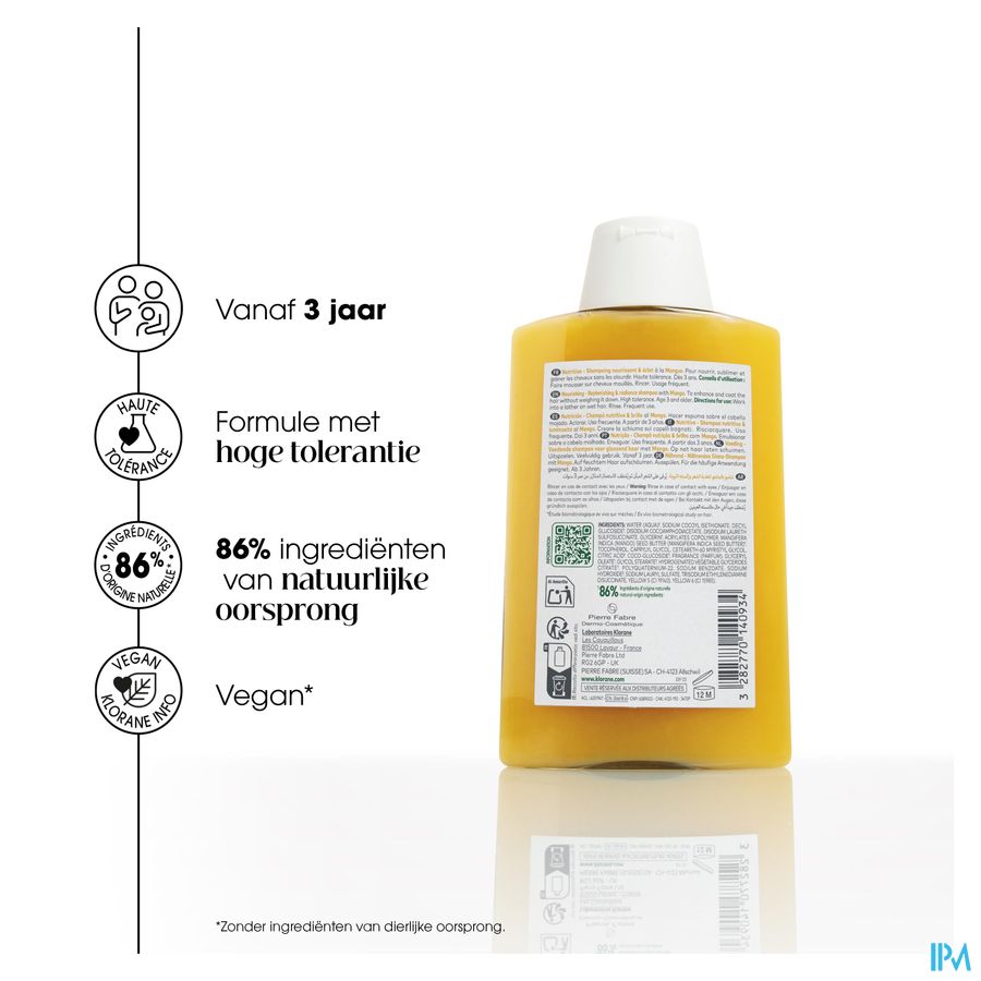 Klorane - Shampoing Nutrition à la Mangue - Cheveux secs