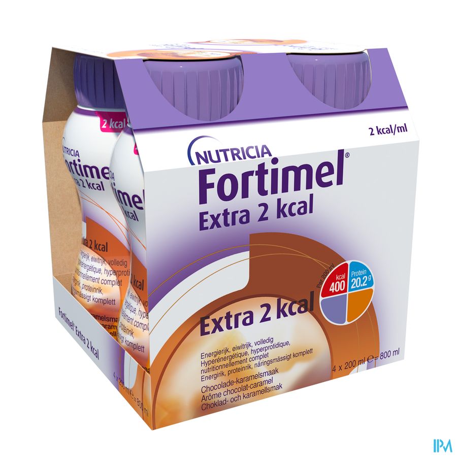 Fortimel Extra 2kcal Goût Chocolat-Caramel Bouteilles 4x200ml