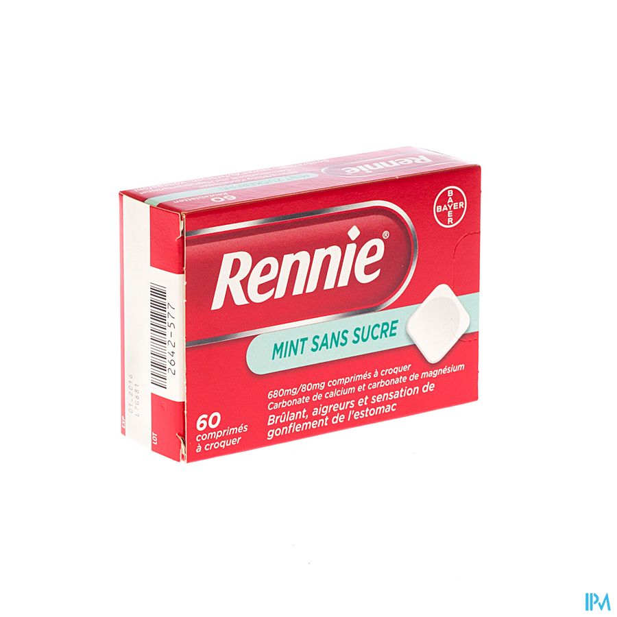 Rennie Sans Sucre Pastilles 60