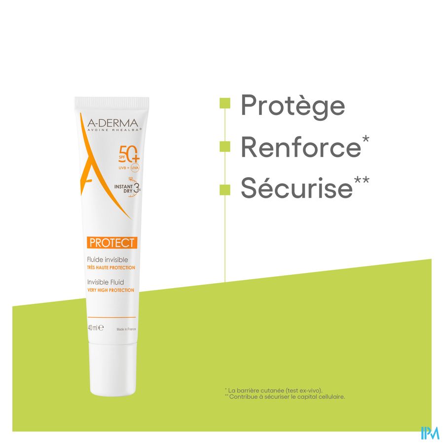 A-DERMA - A-DERMA PROTECT FLUIDE SOLAIRE VISAGE INVISIBLE SPF50+ - A-DERMA PROTECT
