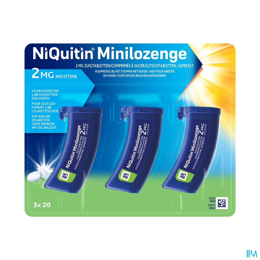 NiQuitin® Minilozenge comprimé à sucer 2 mg 60p – Arrêter de Fumer – Réprime l’envie soudaine de cigarette