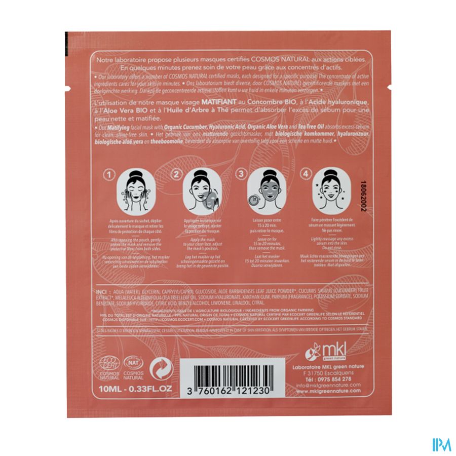 Mkl Masque Visage Matifiant Cosmos Nat. Sach 10ml